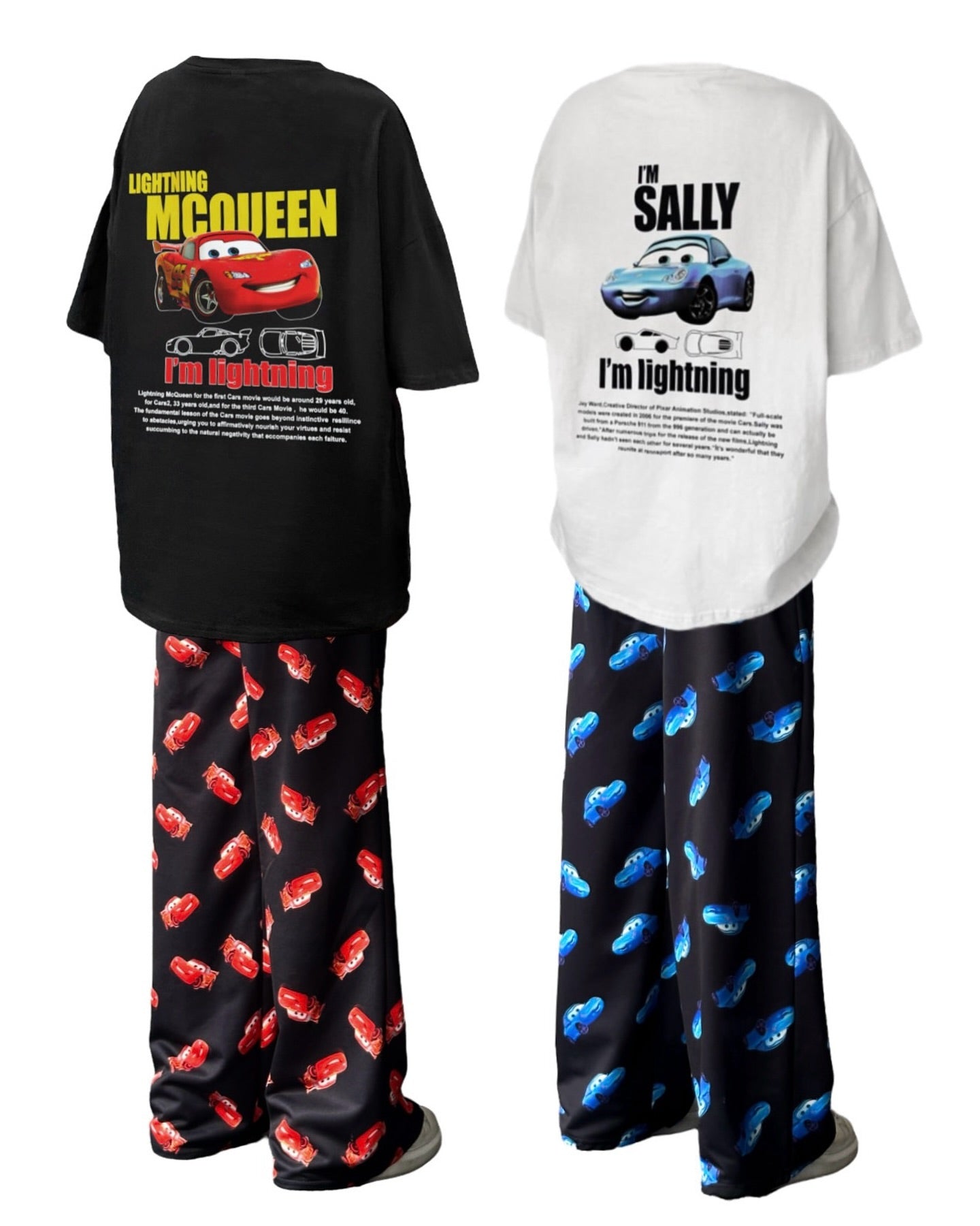 Cars McQueen & Sally Sevgili Çift Pijama Takımı (Alt + Üst Set)