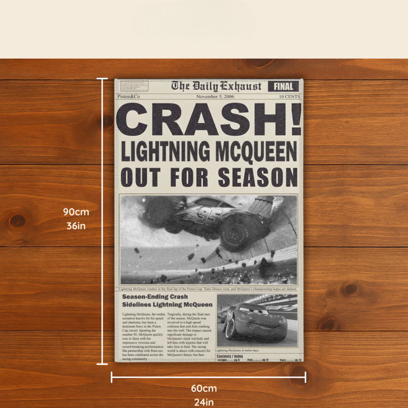 Cars Efsane Kaza Manşetleri Halısı